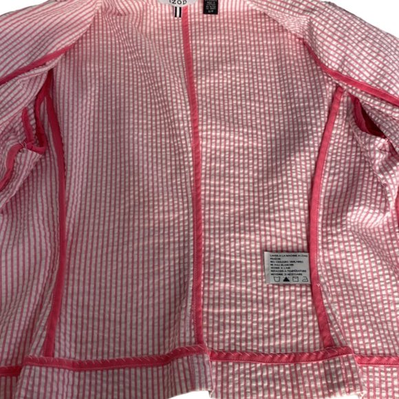 Izod Cropped Jacket, pink/white stripe, Size S/P - Picture 14 of 15